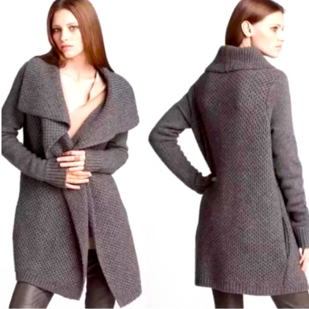 VINCE Size S Gray Honeycomb Yak Wool Sweater Cardigan Jacket MSRP $485